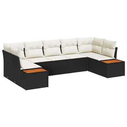 Set Divano da Giardino 7 pcs Nero e Crema Polyrattan | homemem39