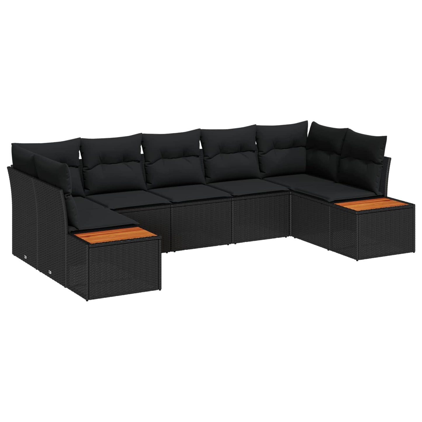 Set Divano da Giardino 7 pz 7-Numero di posti Nero Polyrattan