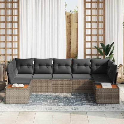 Set Divano da Giardino 7 pz 7-Numero di posti Grigio Polyrattan