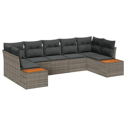 Set Divano da Giardino 7 pz 7-Numero di posti Grigio Polyrattan