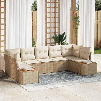 Set Divano da Giardino 7 pz 7-Numero di posti Beige e Crema