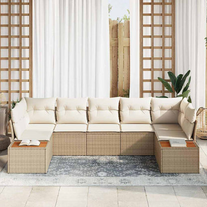 Set Divano da Giardino 7 pz 7-Numero di posti Beige e Crema