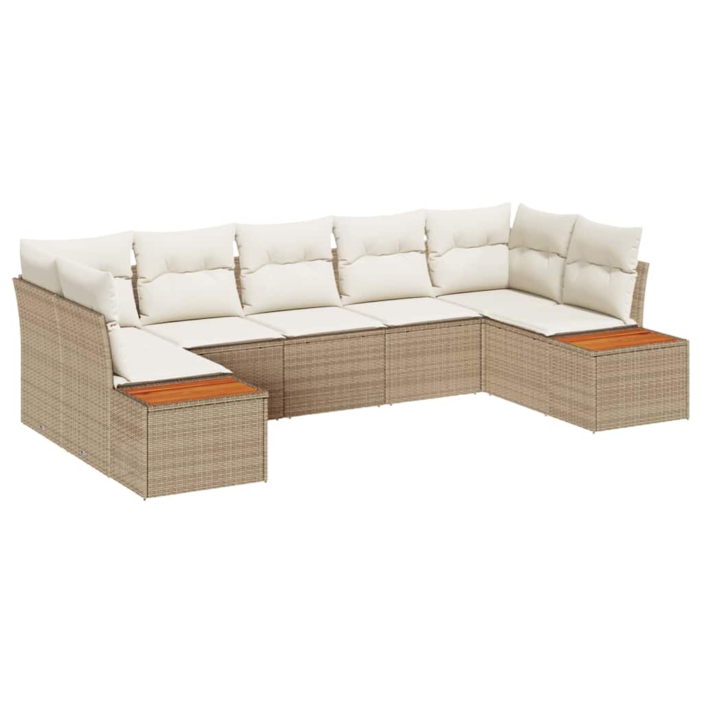 Set Divano da Giardino 7 pz 7-Numero di posti Beige e Crema
