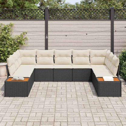 Set Divano da Giardino 5 pcs Nero e Crema Polyrattan | homemem39