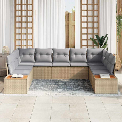 Set Divano da Giardino 5 pcs Beige e Grigio Chiaro Polyrattan