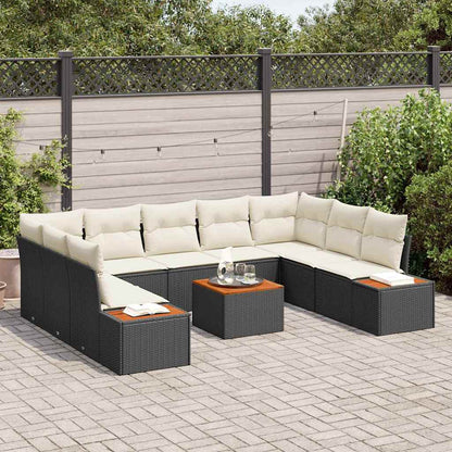 Set Divano da Giardino 5 pcs Nero e Crema Polyrattan | homemem39