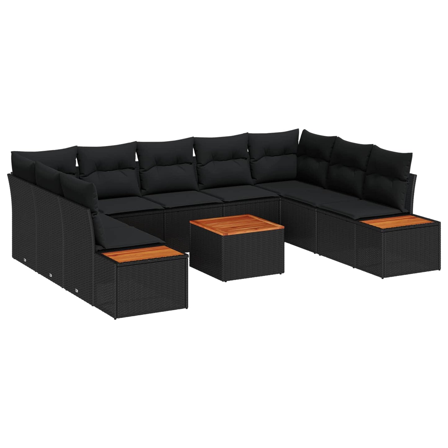 Set Divano da Giardino con cuscino 5 pcs Nero Polyrattan