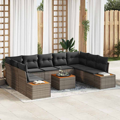Set Divano da Giardino con cuscino 5 pcs Grigio Polyrattan