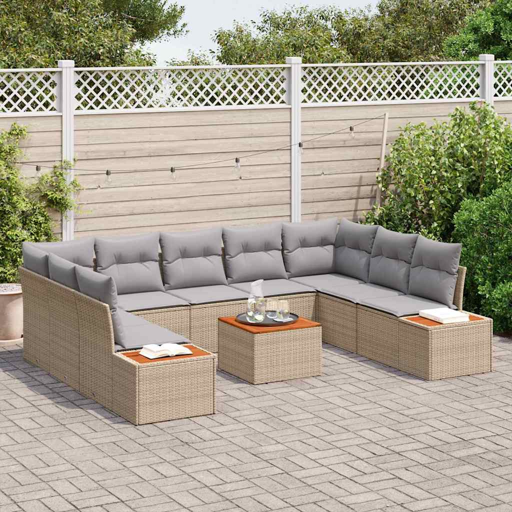 Set Divano da Giardino 5 pcs Beige e Grigio Chiaro Polyrattan