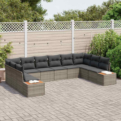 Set Divano da Giardino 10 pz 10-Numero di posti Grigio