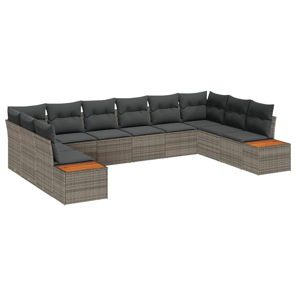 Set Divano da Giardino 10 pz 10-Numero di posti Grigio