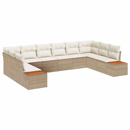 Set Divano da Giardino 10 pz 10-Numero di posti Beige e Crema