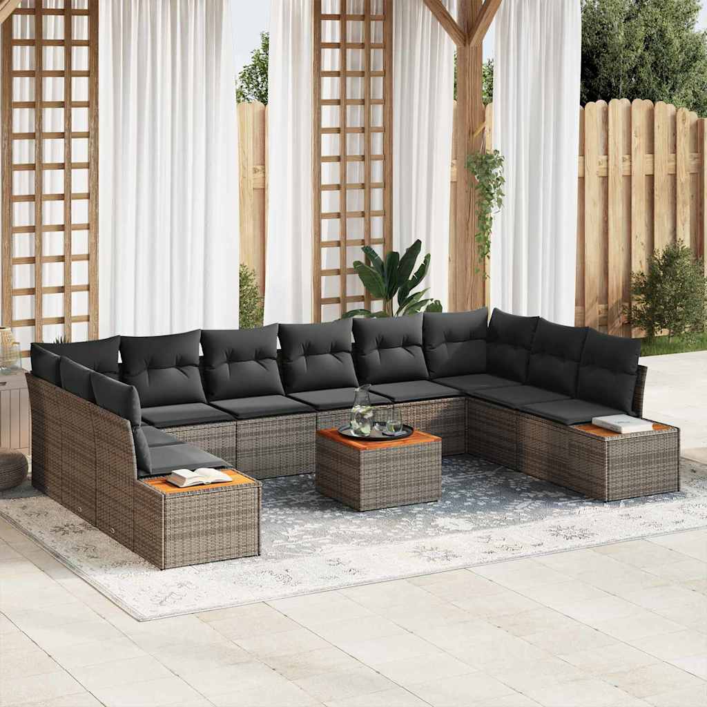 Set Divano da Giardino 10 pz 10-Numero di posti Grigio
