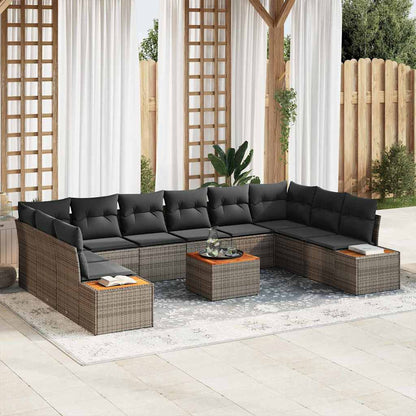 Set Divano da Giardino 10 pz 10-Numero di posti Grigio