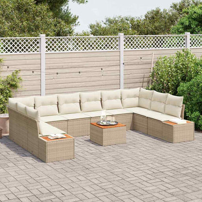 Set Divano da Giardino 10 pz 10-Numero di posti Beige e Crema