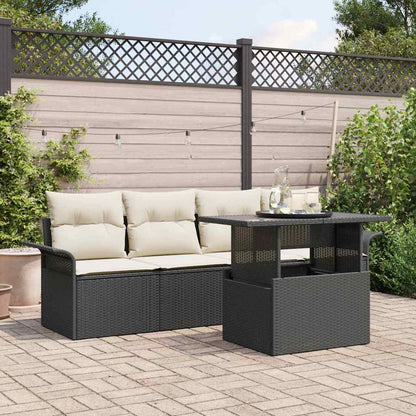 Set Divano da Giardino 5 pcs Nero Rattan in Polipropilene | homemem39