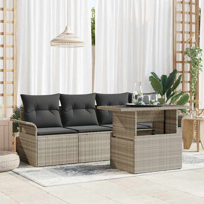 Set Divano da Giardino con cuscino 5 pcs Grigio chiaro | homemem39