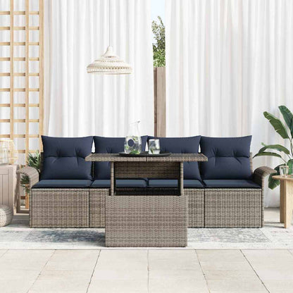 Set Divano da Giardino con cuscino 5 pcs Grigio Poly Rattan | homemem39