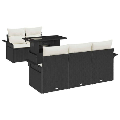 Set Divano da Giardino 6 pcs Nero Rattan in Polipropilene | homemem39