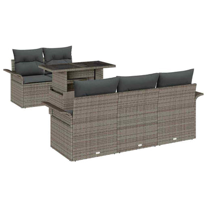 Set Divano da Giardino 6 pcs Grigio Rattan in Polipropilene | homemem39