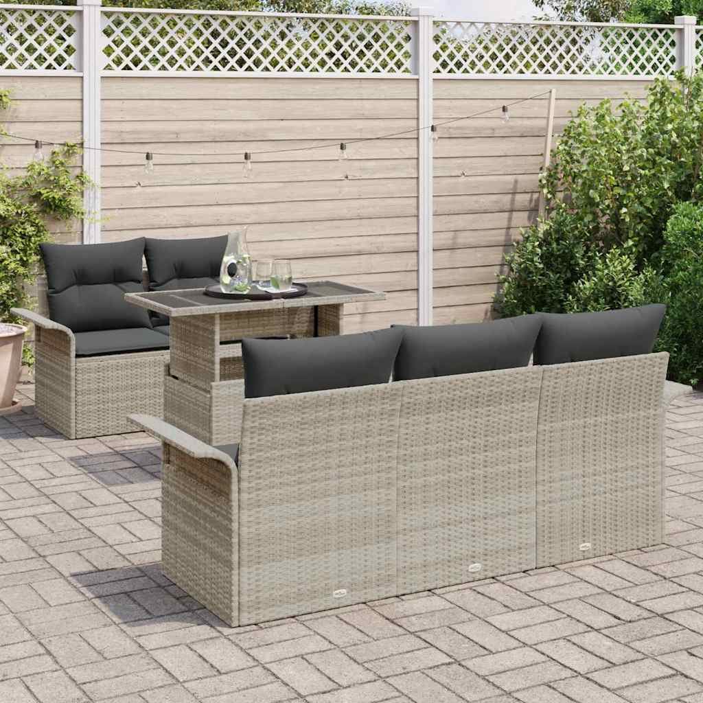 Set Divano da Giardino con cuscino 6 pcs Grigio chiaro