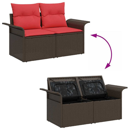 Set Divano da Giardino 6 pcs Marrone Rattan in Polipropilene | homemem39