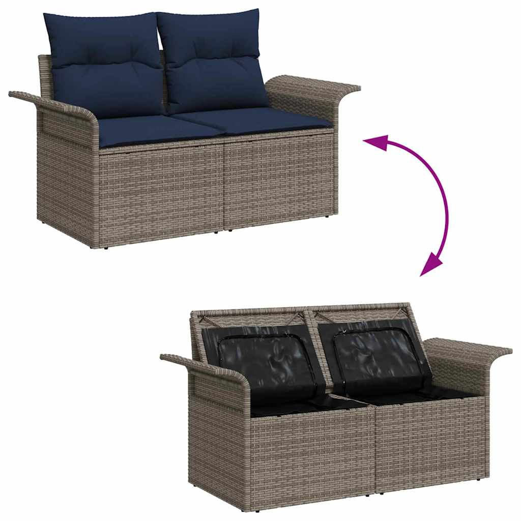 Set Divano da Giardino 6 pcs Grigio Rattan in Polipropilene | homemem39