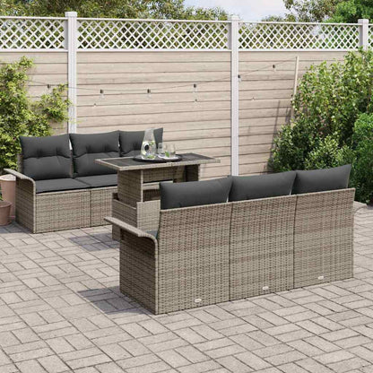 Set Divano da Giardino 7 pcs Grigio Rattan in Polipropilene | homemem39