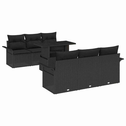 Set Divano da Giardino 7 pcs Nero Rattan in Polipropilene | homemem39