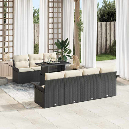 Set Divano da Giardino 8 pcs Nero Rattan in Polipropilene | homemem39