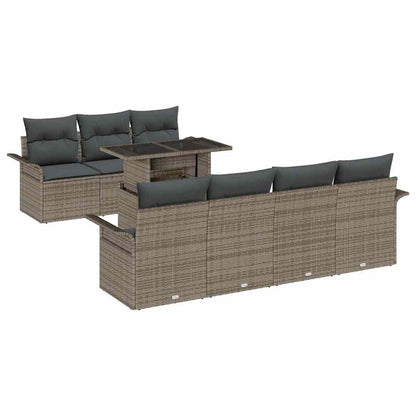 Set Divano da Giardino 8 pcs Grigio Rattan in Polipropilene | homemem39