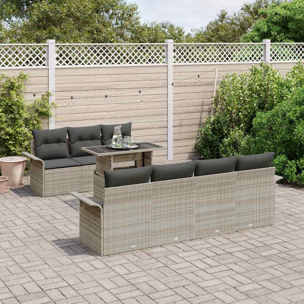Set Divano da Giardino con cuscino 8 pcs Grigio chiaro | homemem39