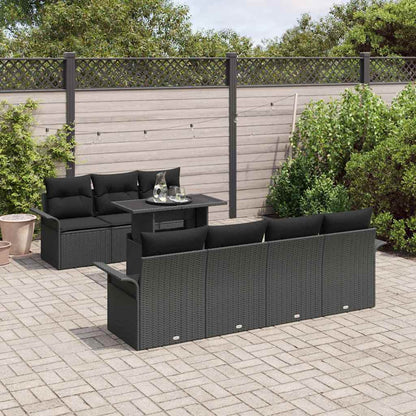 Set Divano da Giardino 8 pcs Nero Rattan in Polipropilene | homemem39