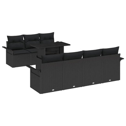 Set Divano da Giardino 8 pcs Nero Rattan in Polipropilene | homemem39