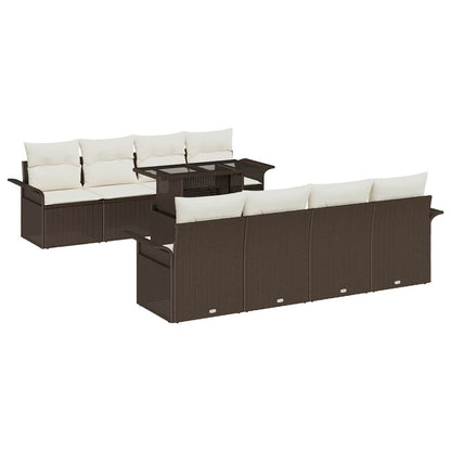 Set Divano da Giardino con cuscino 9 pcs Marrone Poly Rattan | homemem39
