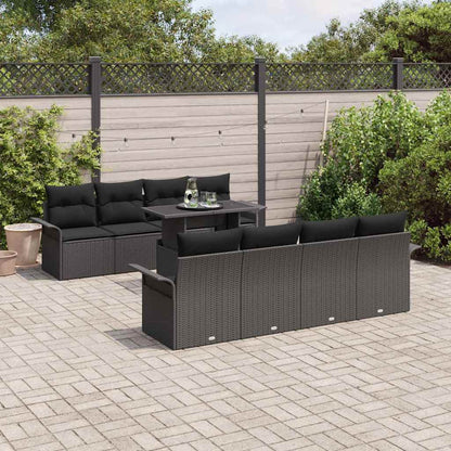 Set Divano da Giardino 9 pcs Nero Rattan in Polipropilene