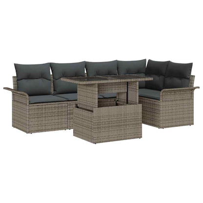 Set Divano da Giardino 6 pcs Grigio Rattan in Polipropilene | homemem39