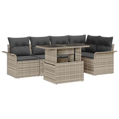 Set Divano da Giardino 6 pcs Grigio chiaro Poly Rattan