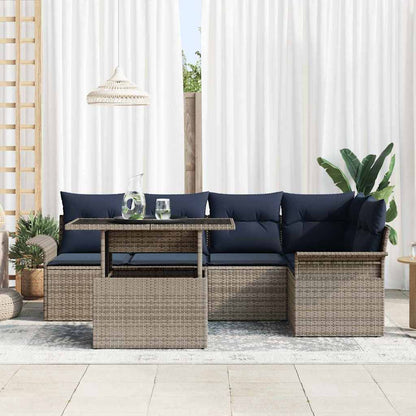 Set Divano da Giardino 6 pcs Grigio Rattan in Polipropilene | homemem39