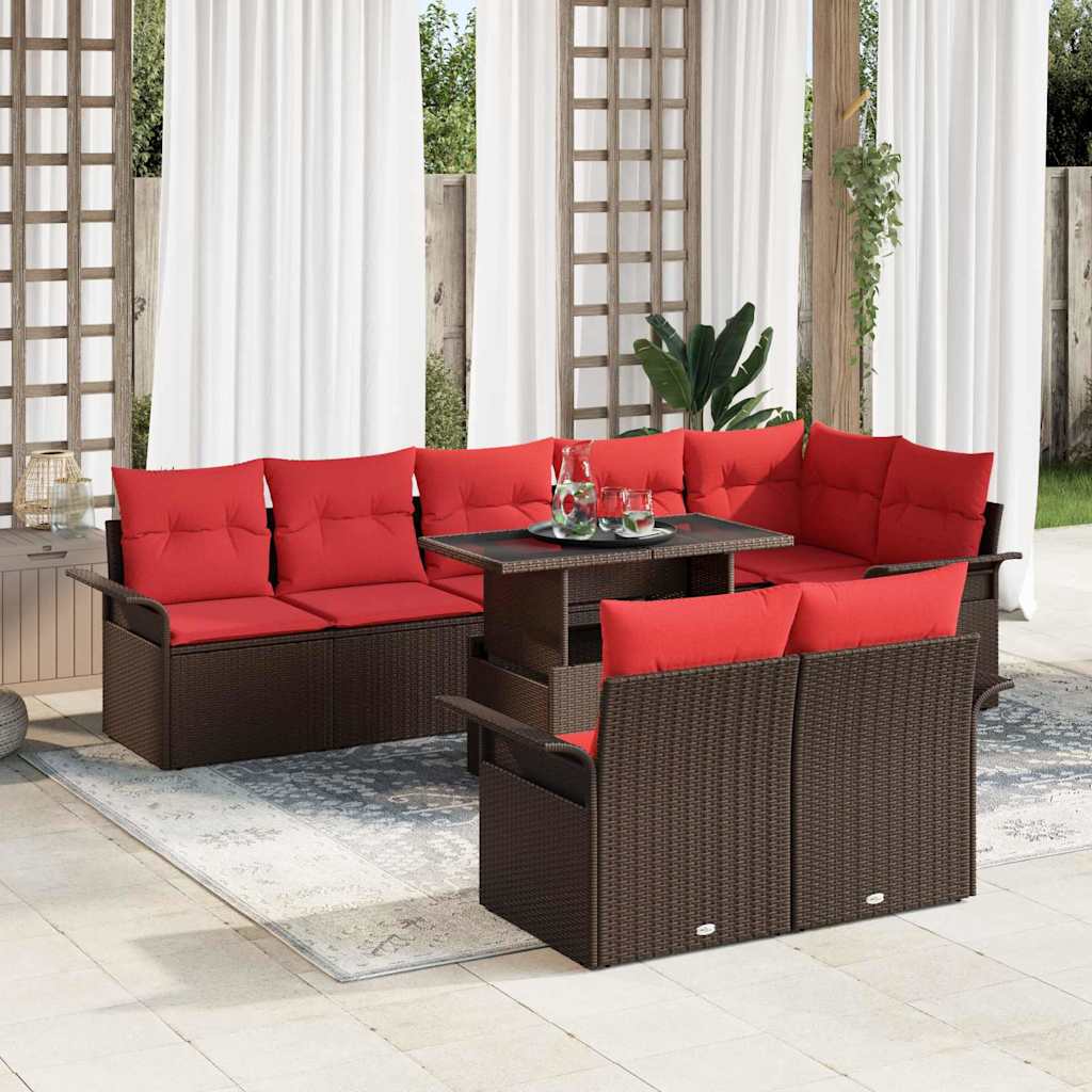 Set Divano da Giardino 9 pz 8-Numero di posti Marrone | homemem39
