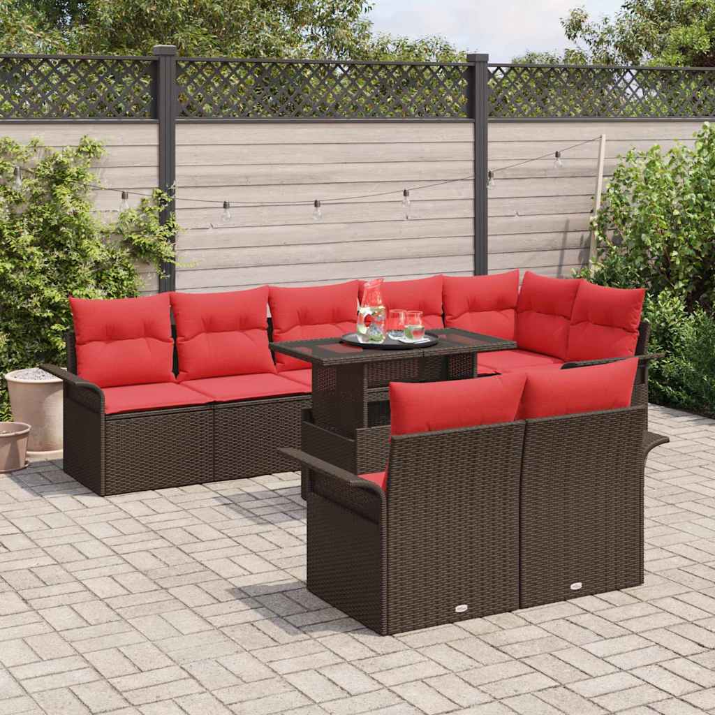 Set Divano da Giardino 9 pz 8-Numero di posti Marrone | homemem39
