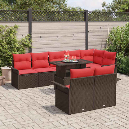 Set Divano da Giardino 9 pz 8-Numero di posti Marrone | homemem39