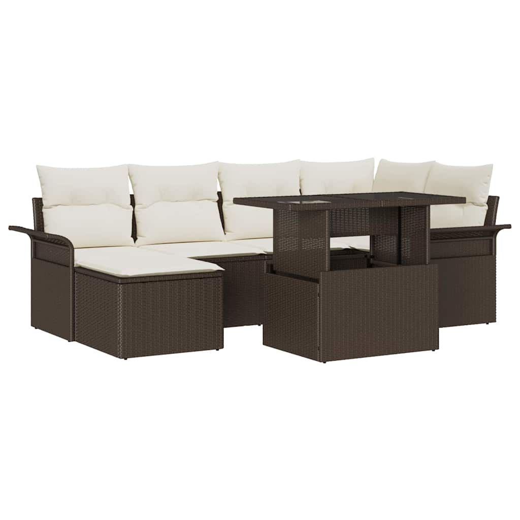 Set Divano da Giardino 7 pz Marrone | homemem39