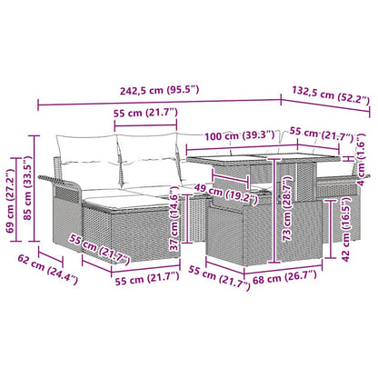 Set Divano da Giardino 7 pz Marrone | homemem39