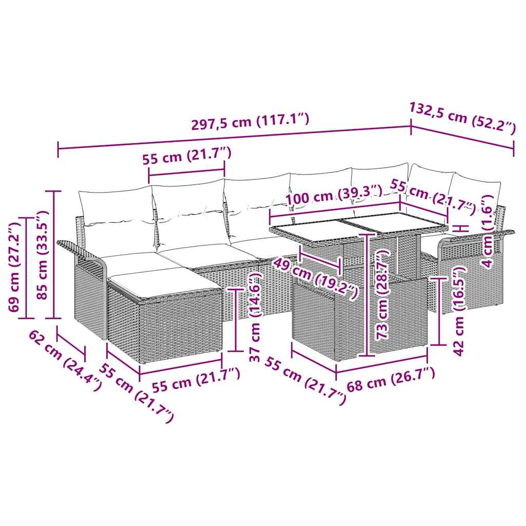 Set Divano da Giardino 8 pz Marrone | homemem39