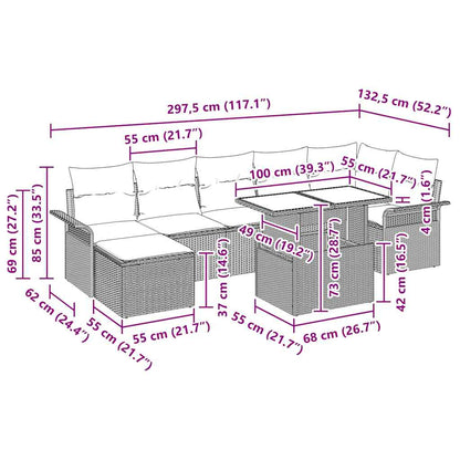 Set Divano da Giardino 8 pz Marrone | homemem39