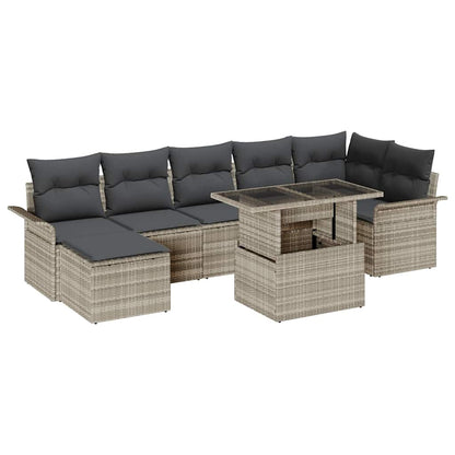 Set Divano da Giardino 8 pz Grigio chiaro