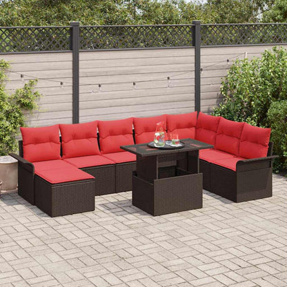 Set Divano da Giardino 9 pz Marrone | homemem39