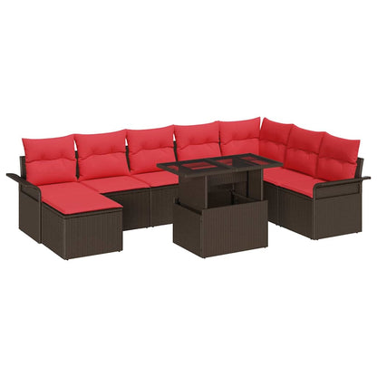 Set Divano da Giardino 9 pz Marrone | homemem39