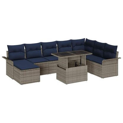 Set Divano da Giardino 9 pz Grigio